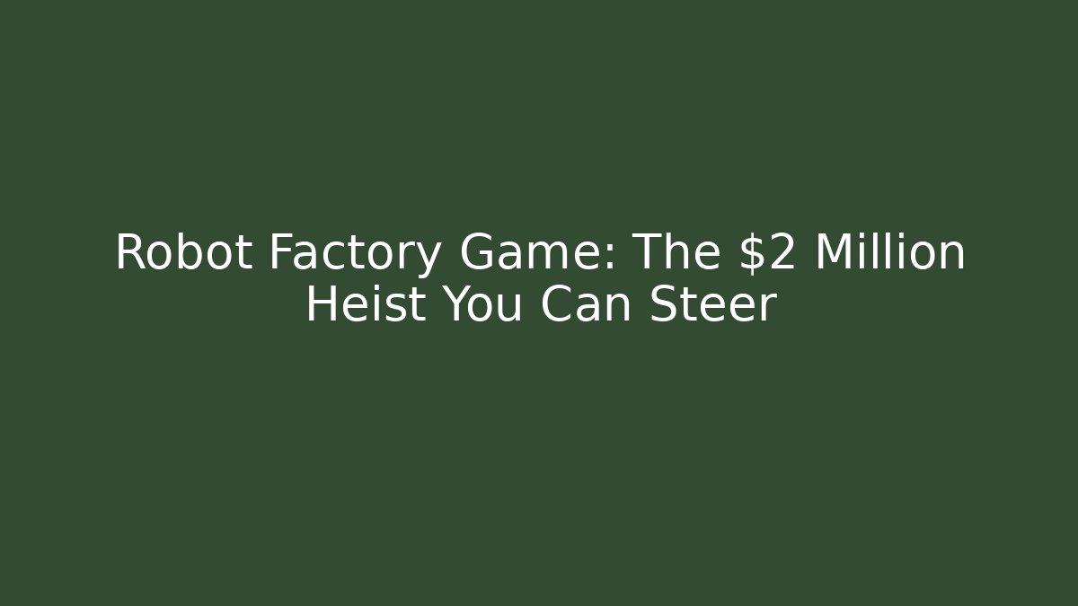 Robot Factory Game: The $2 Million Heist You Can Steer