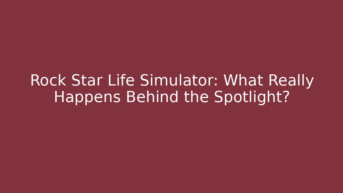 Rock Star Life Simulator: What Really Happens Behind the Spotlight?