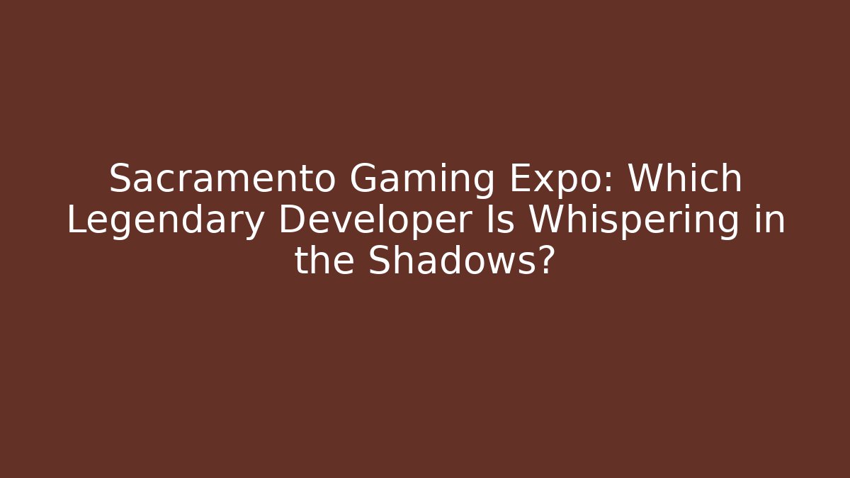 Sacramento Gaming Expo: Which Legendary Developer Is Whispering in the Shadows?