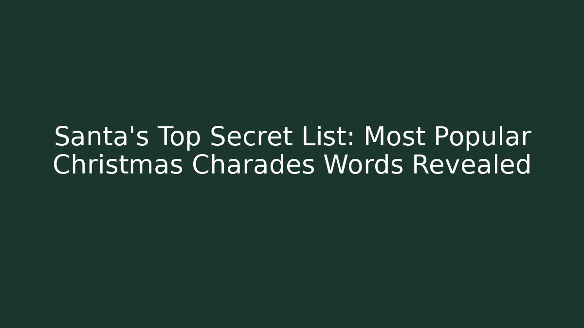 Santa’s Top Secret List: Most Popular Christmas Charades Words Revealed