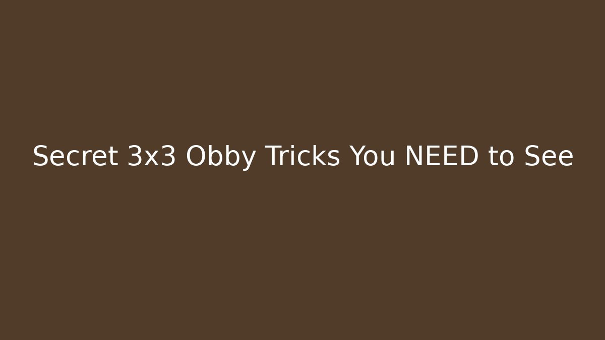 Secret 3x3 Obby Tricks You NEED to See - Felix Cat Insurance