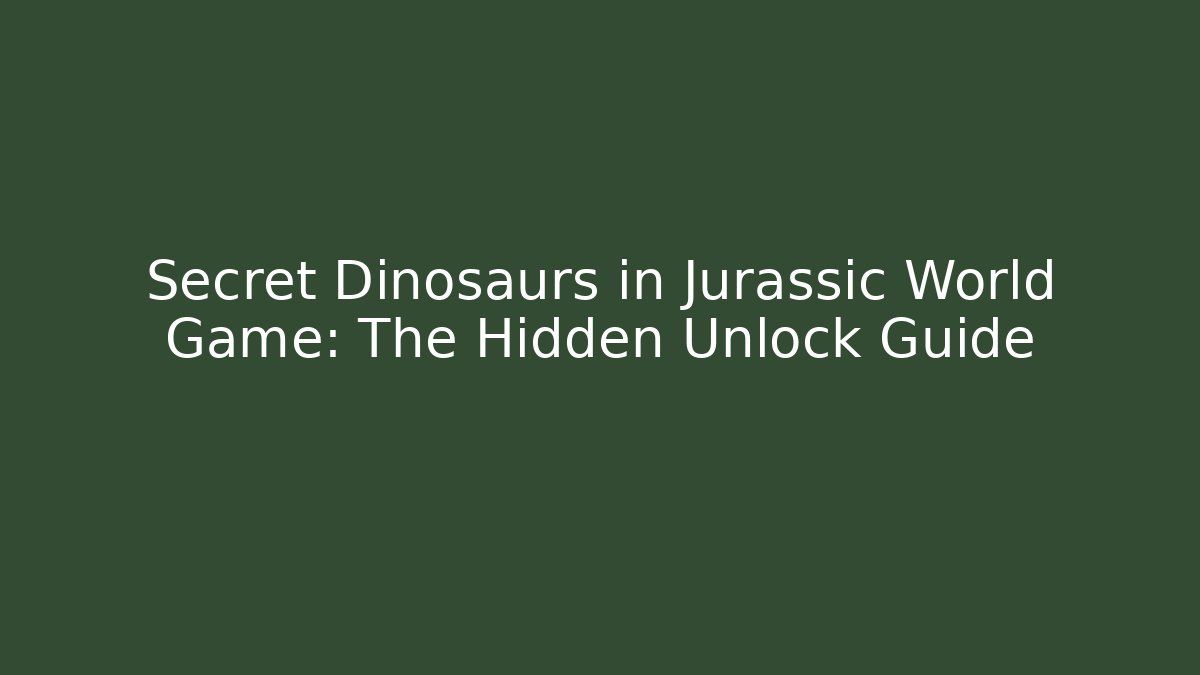 Secret Dinosaurs in Jurassic World Game: The Hidden Unlock Guide