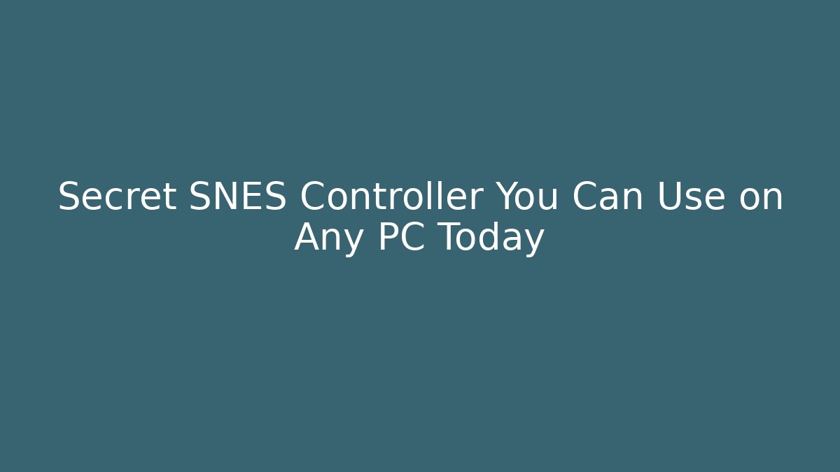 Secret SNES Controller You Can Use on Any PC Today - Felix Cat Insurance