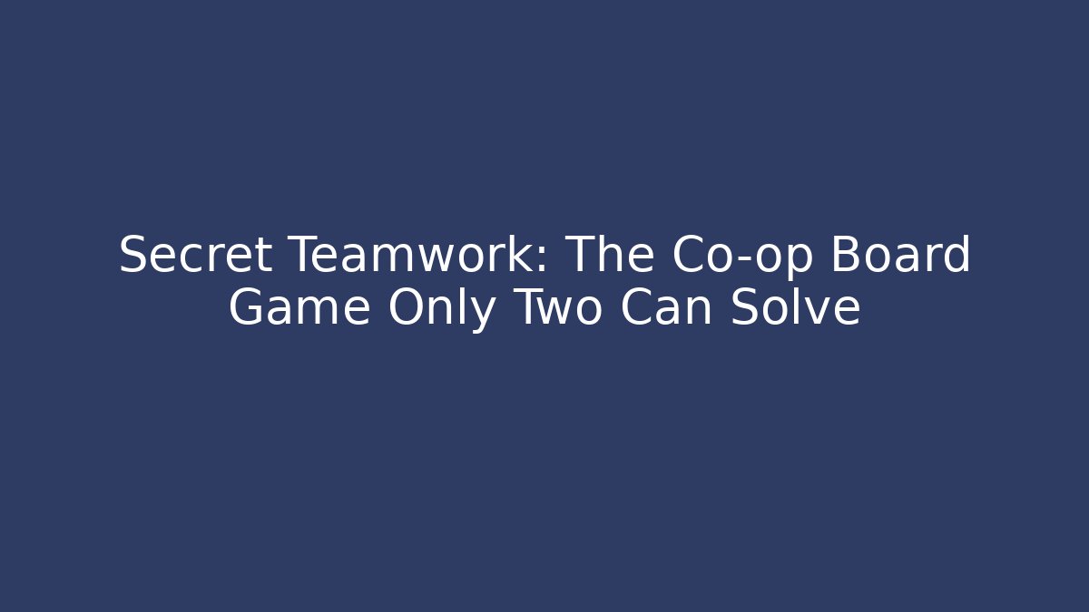 Secret Teamwork: The Co-op Board Game Only Two Can Solve