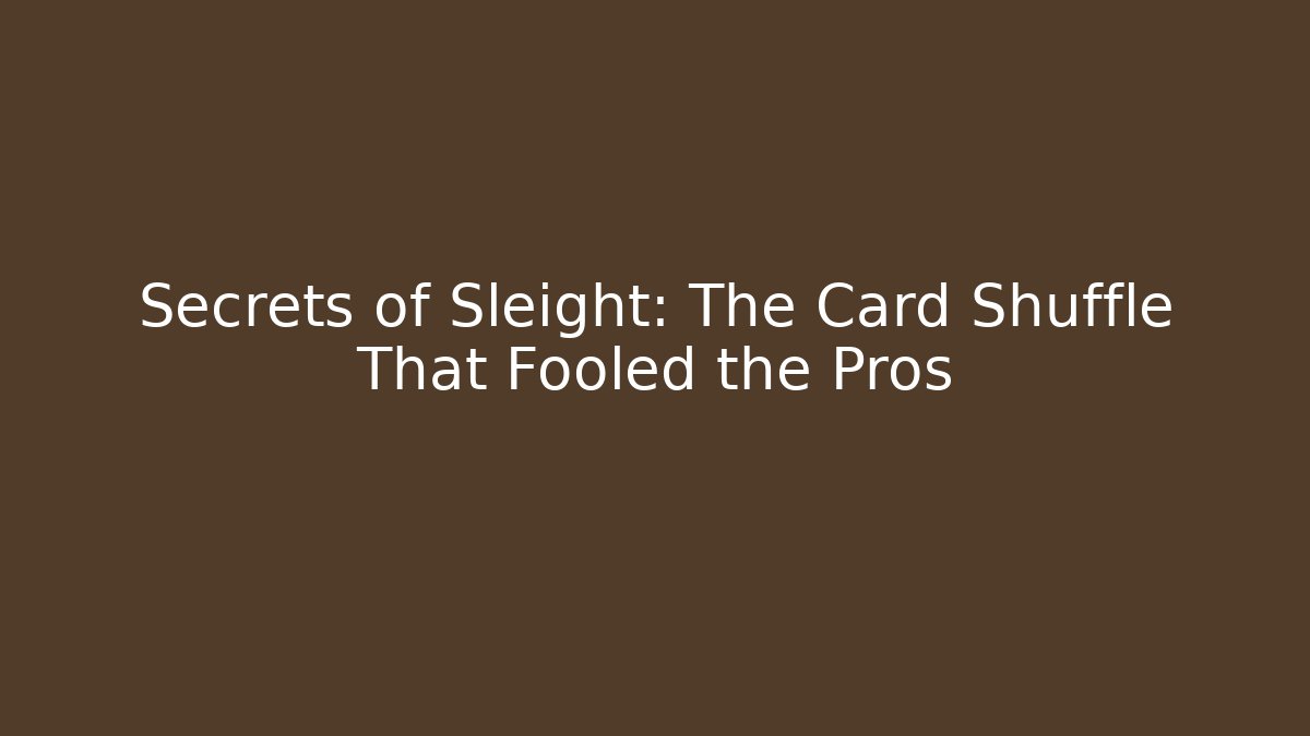 Secrets of Sleight: The Card Shuffle That Fooled the Pros - Felix Cat Insurance
