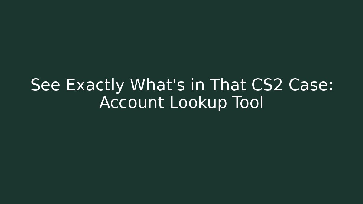 See Exactly What's in That CS2 Case: Account Lookup Tool
