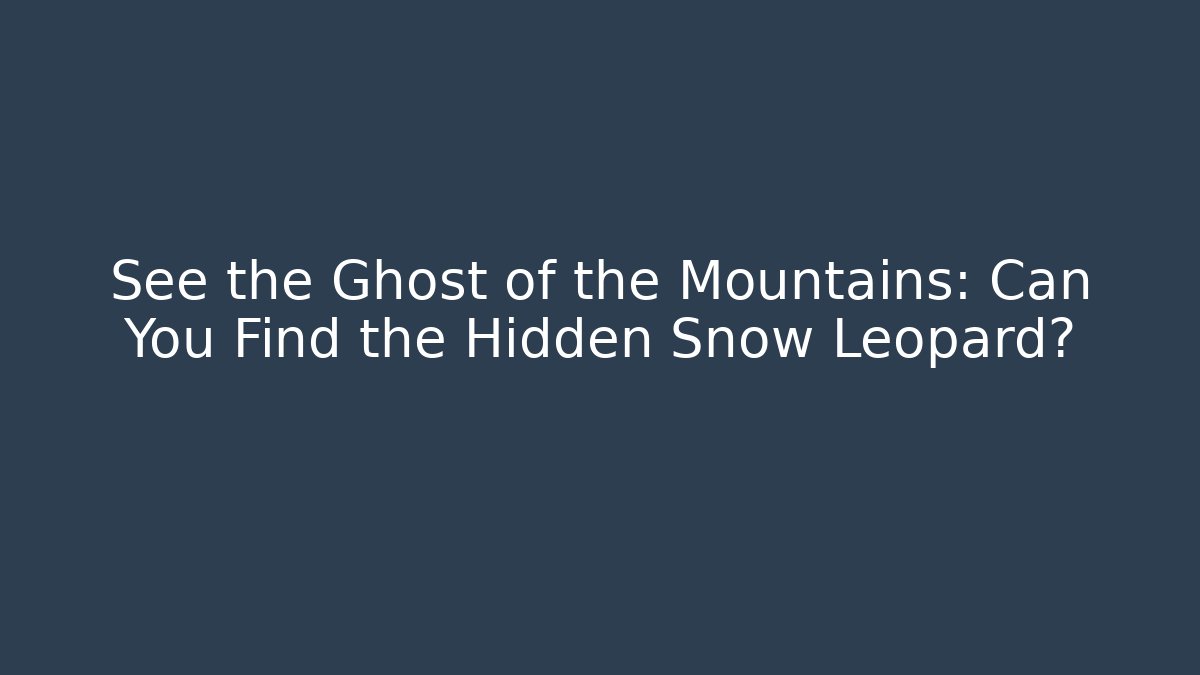 See the Ghost of the Mountains: Can You Find the Hidden Snow Leopard?