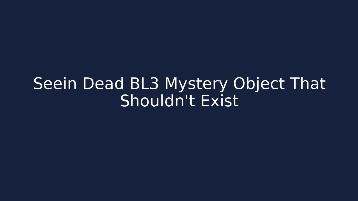 Seein Dead BL3 Mystery Object That Shouldn't Exist