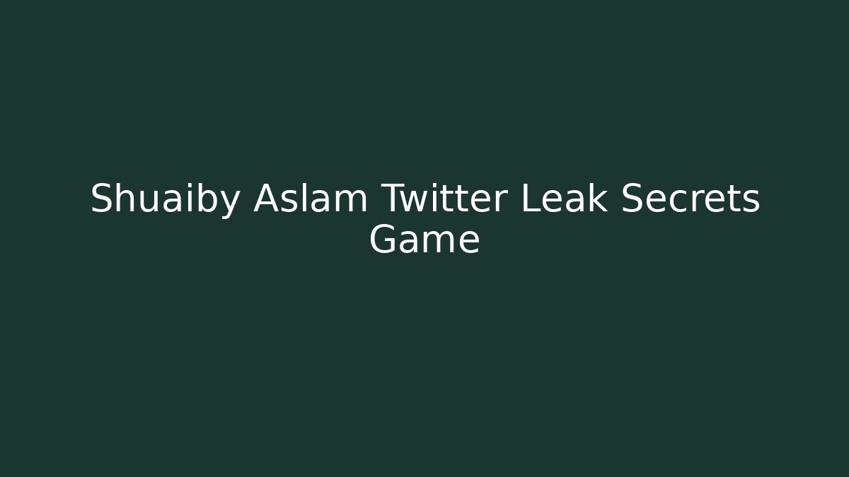 Shuaiby Aslam Twitter Leak Secrets Game