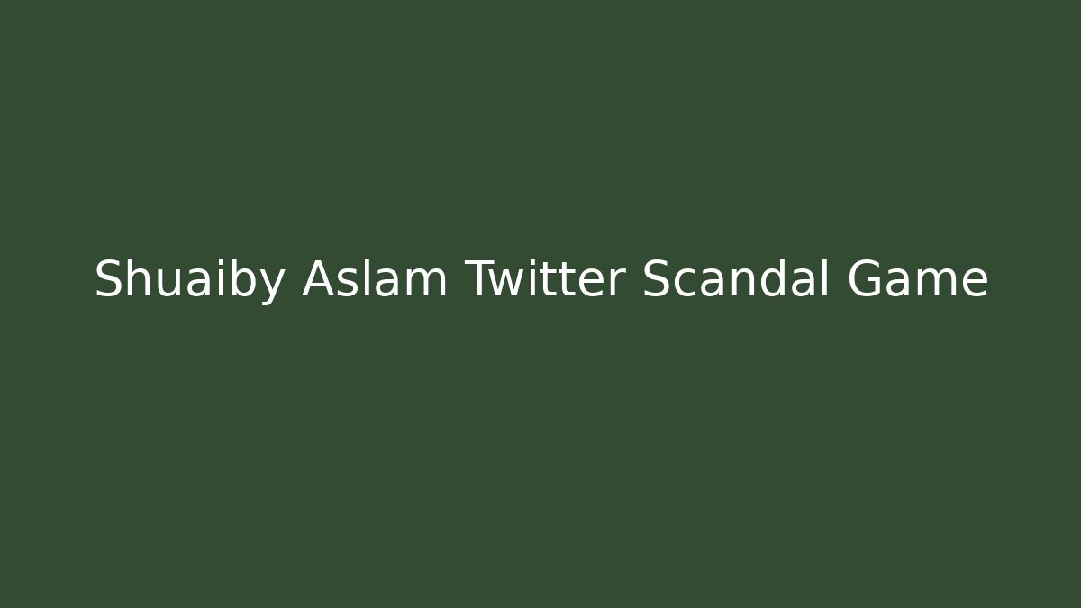 Shuaiby Aslam Twitter Scandal Game - Felix Cat Insurance