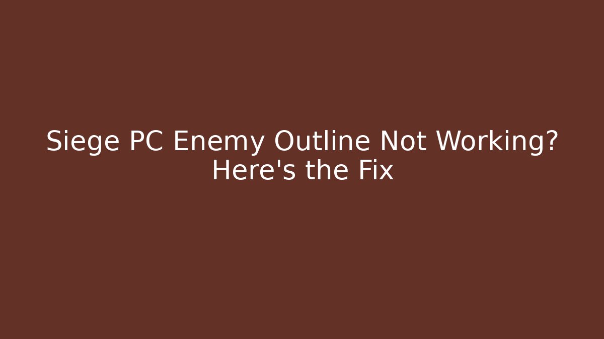 Siege PC Enemy Outline Not Working? Here's the Fix - Felix Cat Insurance