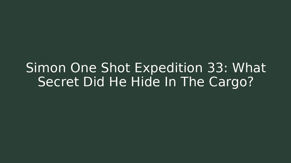 Simon One Shot Expedition 33: What Secret Did He Hide In The Cargo?
