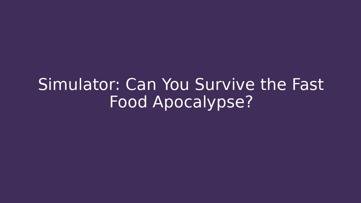 Simulator: Can You Survive the Fast Food Apocalypse? - Felix Cat Insurance