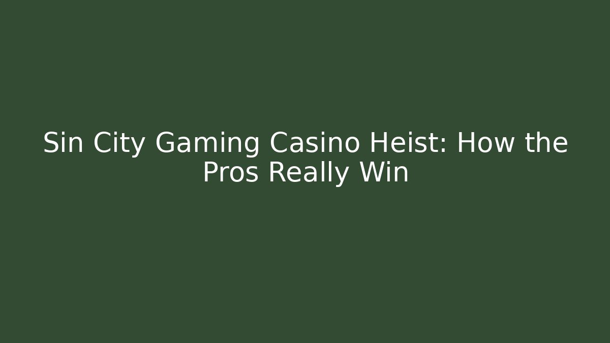 Sin City Gaming Casino Heist: How the Pros Really Win