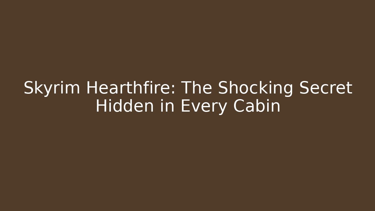 Skyrim Hearthfire: The Shocking Secret Hidden in Every Cabin