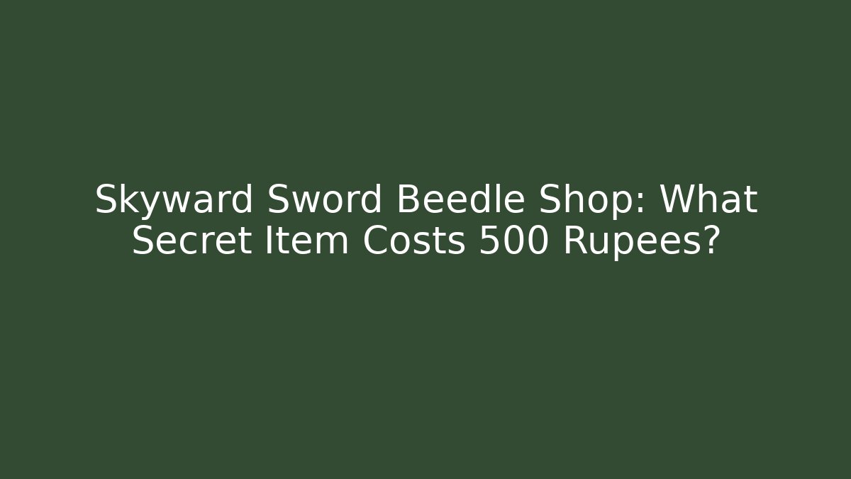 Skyward Sword Beedle Shop: What Secret Item Costs 500 Rupees?