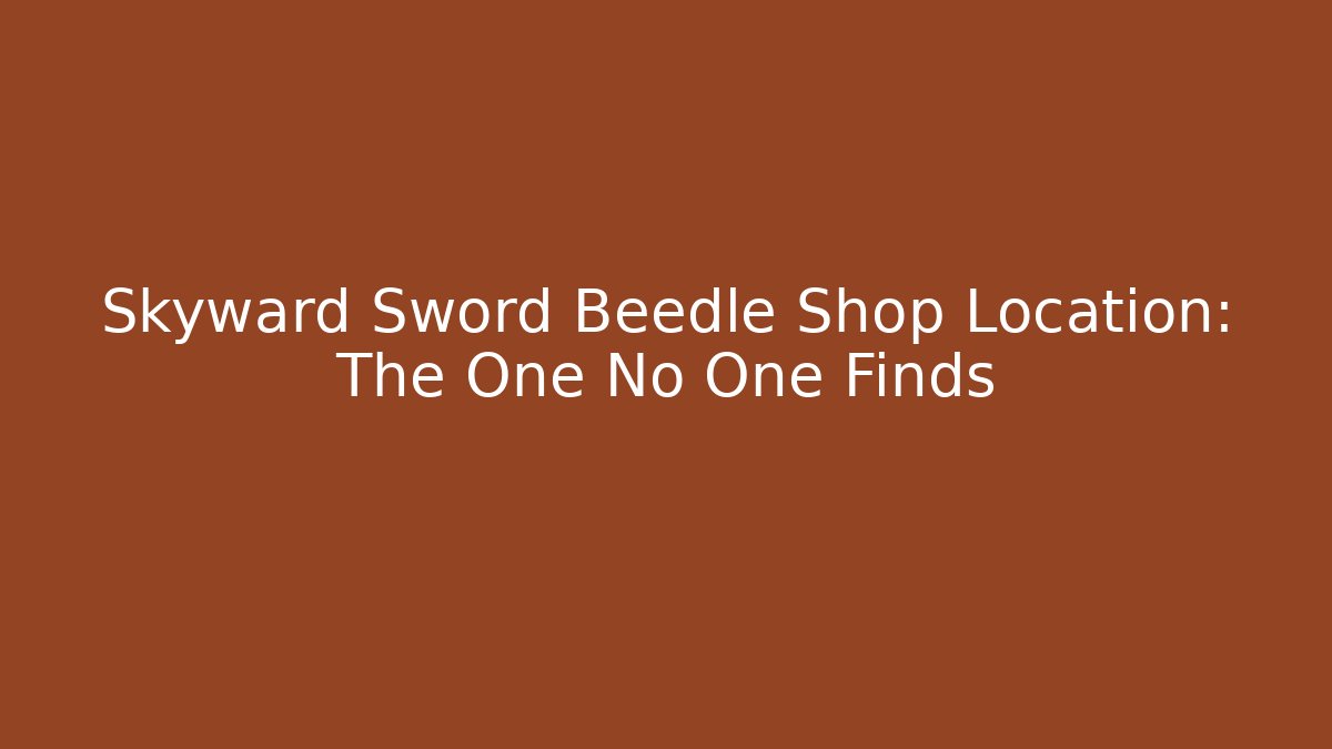 Skyward Sword Beedle Shop Location: The One No One Finds - Felix Cat Insurance