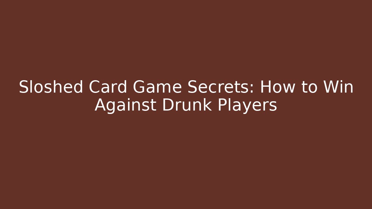 Sloshed Card Game Secrets: How to Win Against Drunk Players