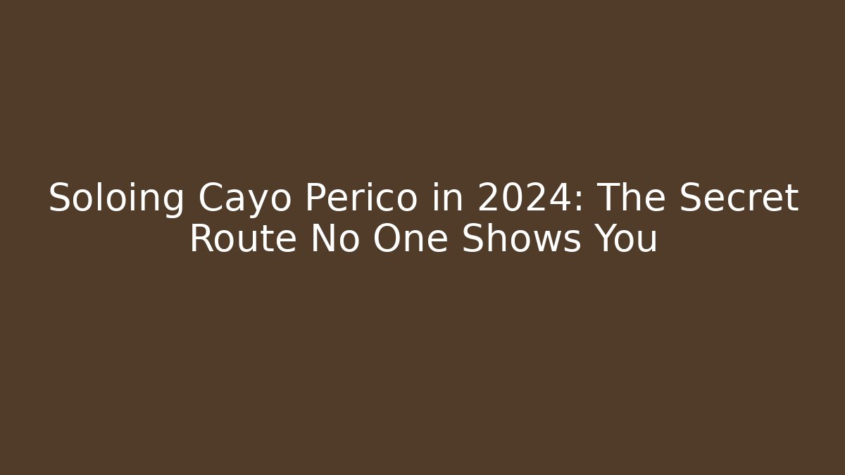 Soloing Cayo Perico in 2024: The Secret Route No One Shows You