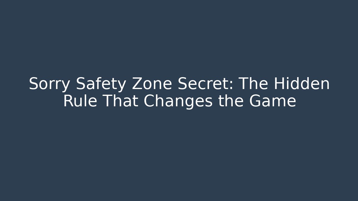 Sorry Safety Zone Secret: The Hidden Rule That Changes the Game - Felix Cat Insurance