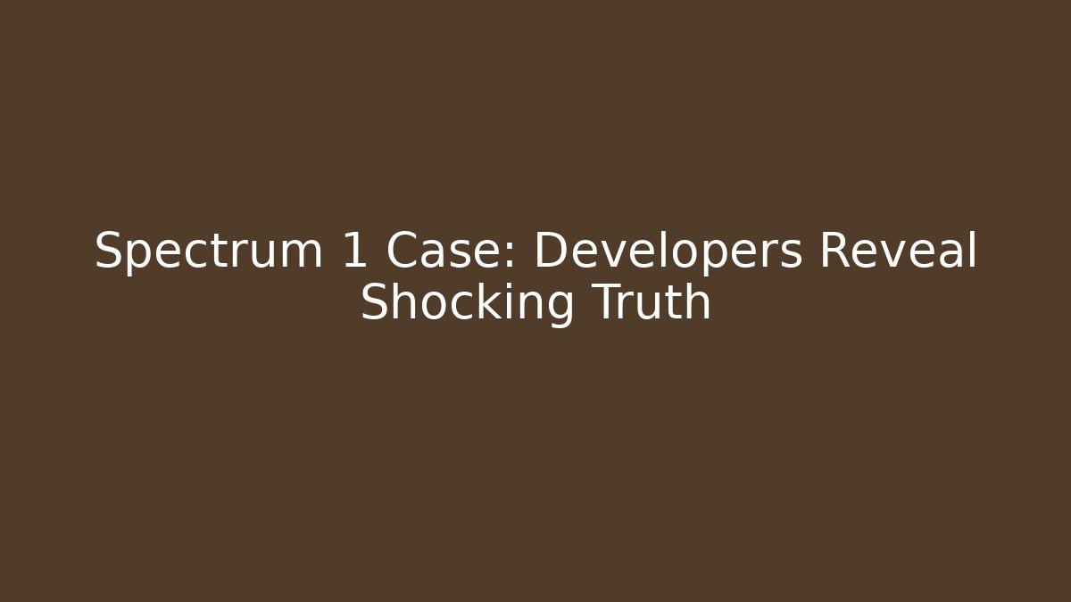 Spectrum 1 Case: Developers Reveal Shocking Truth
