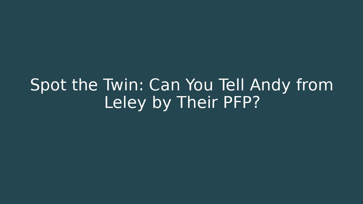 Spot the Twin: Can You Tell Andy from Leley by Their PFP?