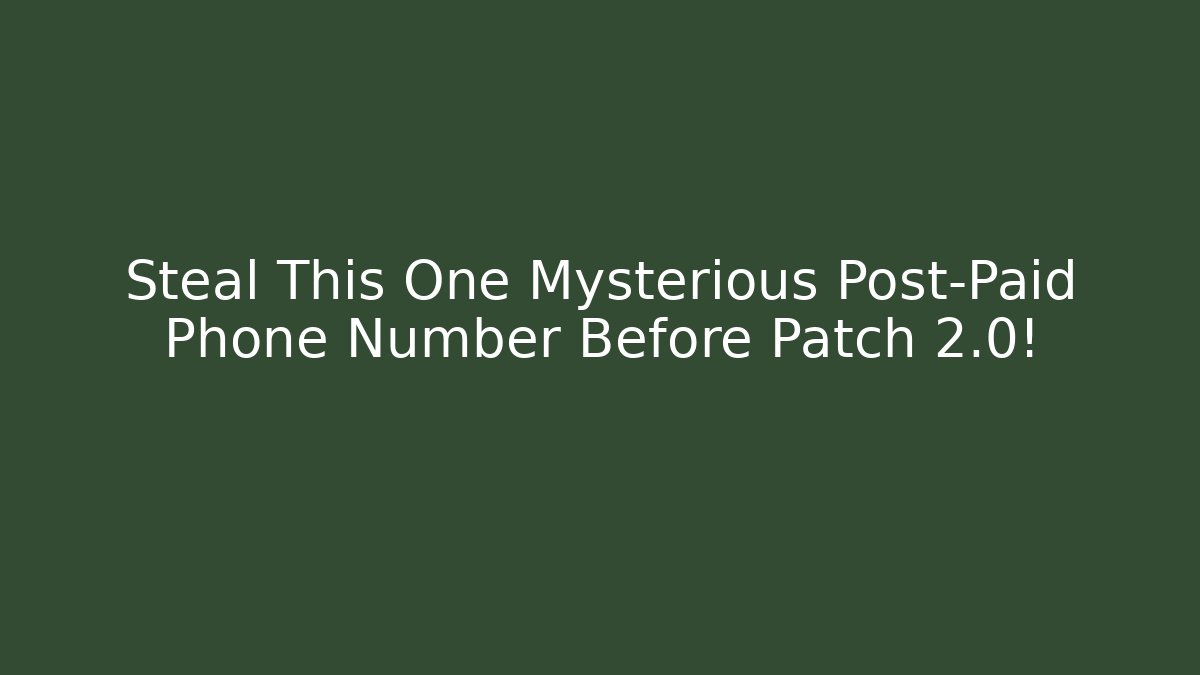 Steal This One Mysterious Post-Paid Phone Number Before Patch 2.0!