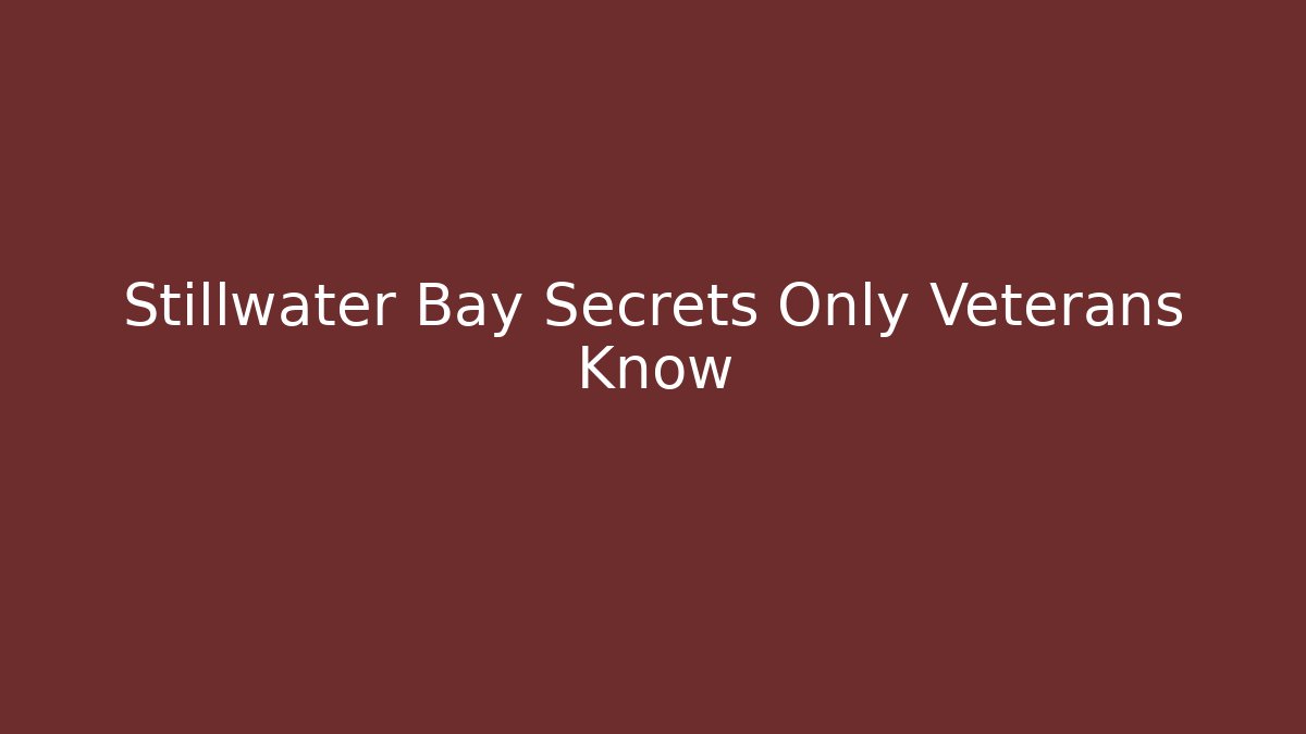 Stillwater Bay Secrets Only Veterans Know