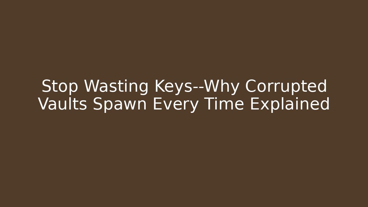 Stop Wasting Keys—Why Corrupted Vaults Spawn Every Time Explained