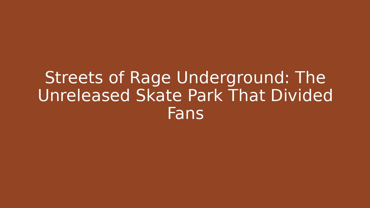 Streets of Rage Underground: The Unreleased Skate Park That Divided Fans