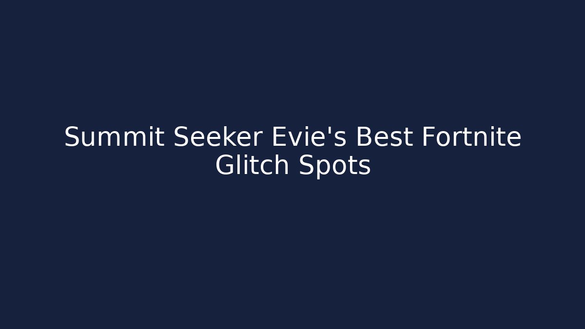 Summit Seeker Evie's Best Fortnite Glitch Spots - Felix Cat Insurance
