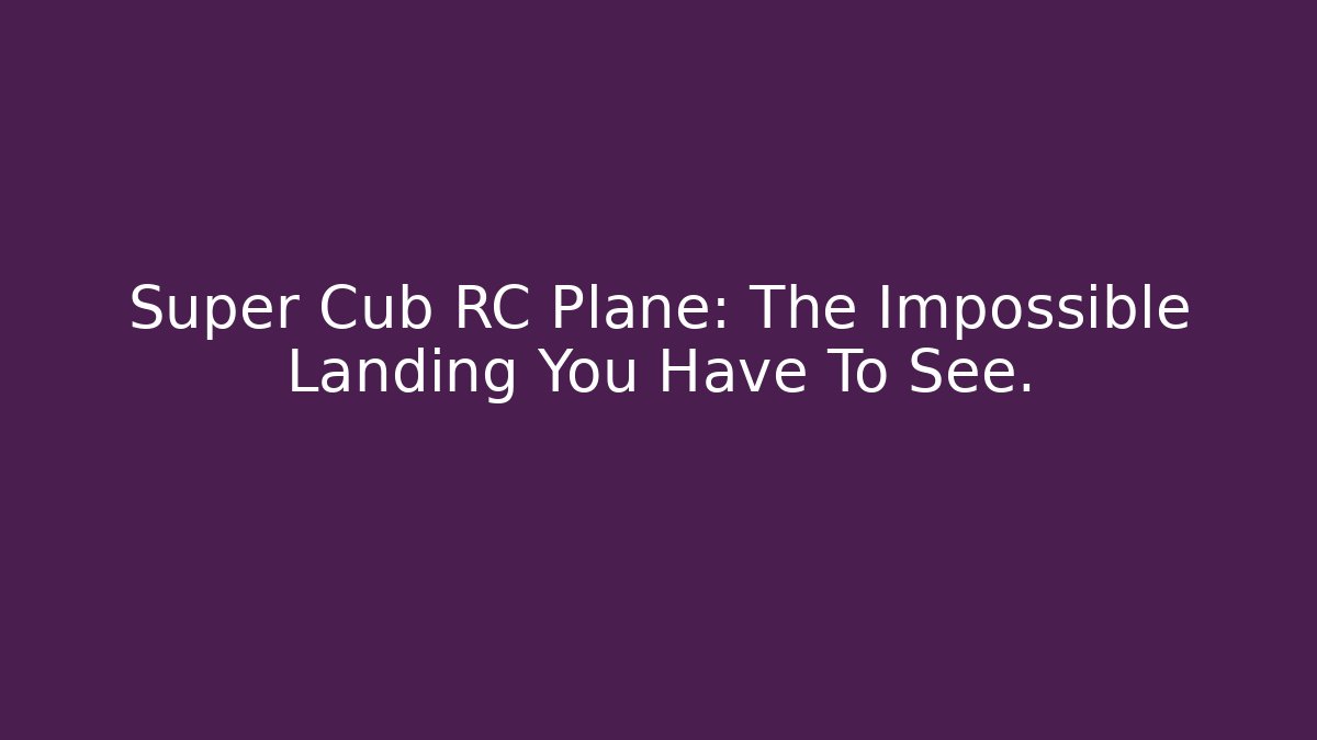 Super Cub RC Plane: The Impossible Landing You Have To See. - Felix Cat Insurance