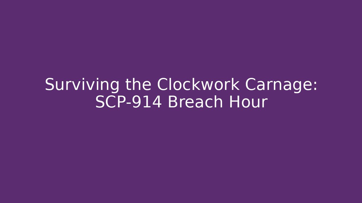 Surviving the Clockwork Carnage: SCP-914 Breach Hour