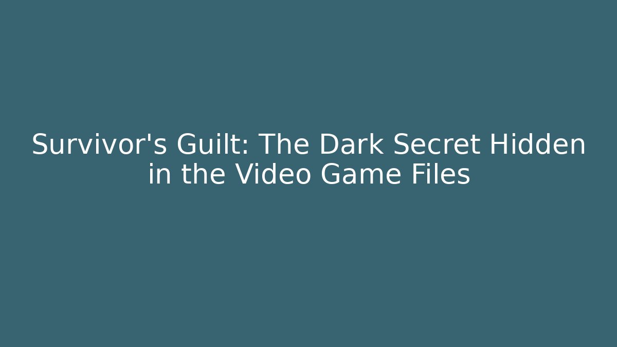Survivor's Guilt: The Dark Secret Hidden in the Video Game Files