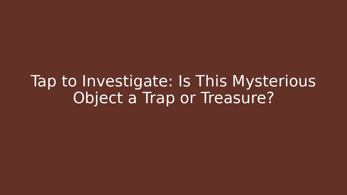 Tap to Investigate: Is This Mysterious Object a Trap or Treasure?