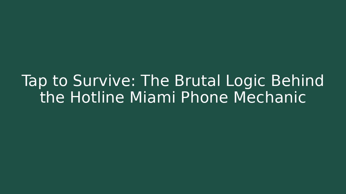 Tap to Survive: The Brutal Logic Behind the Hotline Miami Phone Mechanic