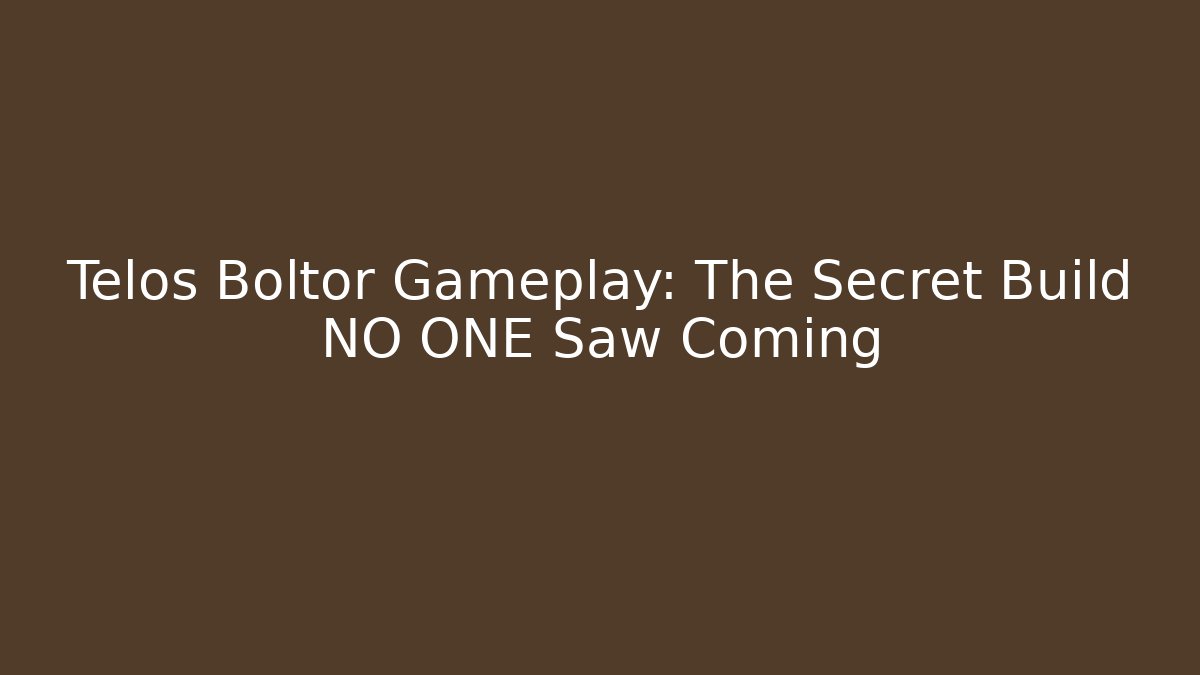 Telos Boltor Gameplay: The Secret Build NO ONE Saw Coming