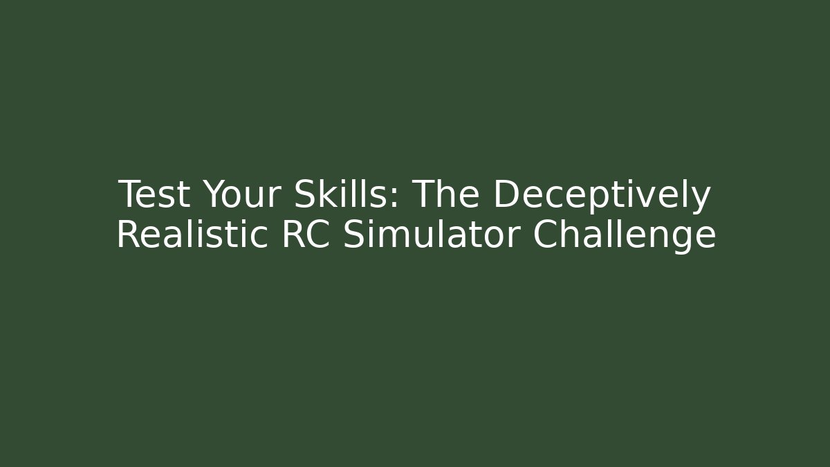 Test Your Skills: The Deceptively Realistic RC Simulator Challenge