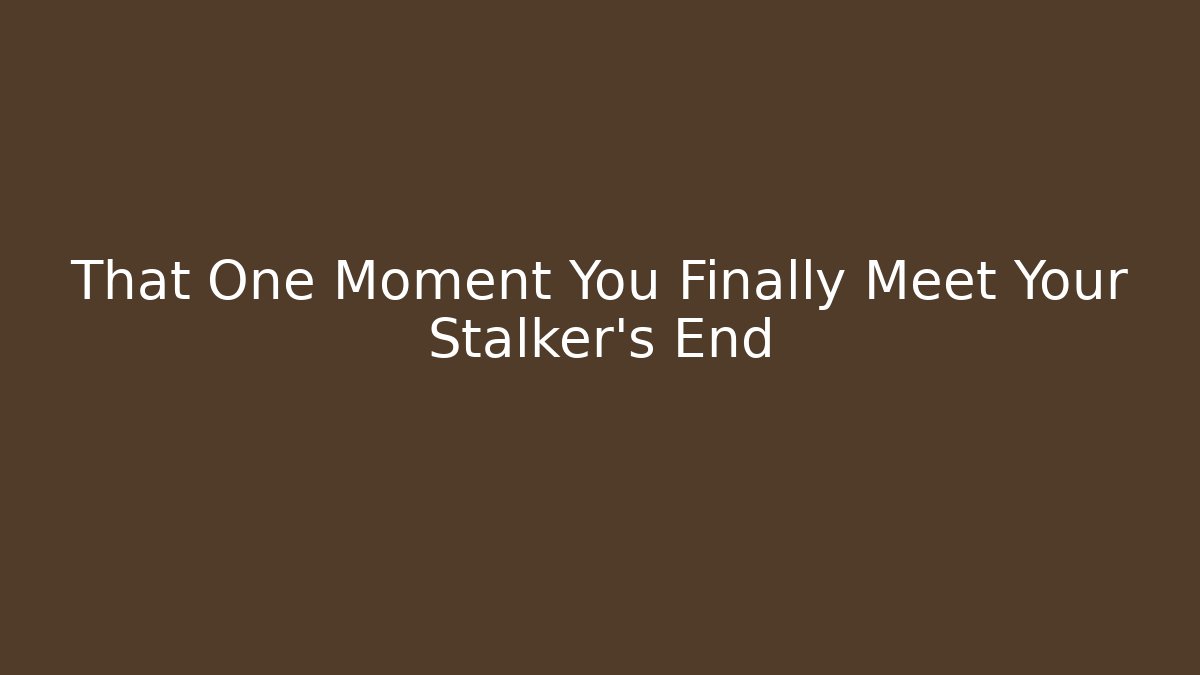 That One Moment You Finally Meet Your Stalker's End