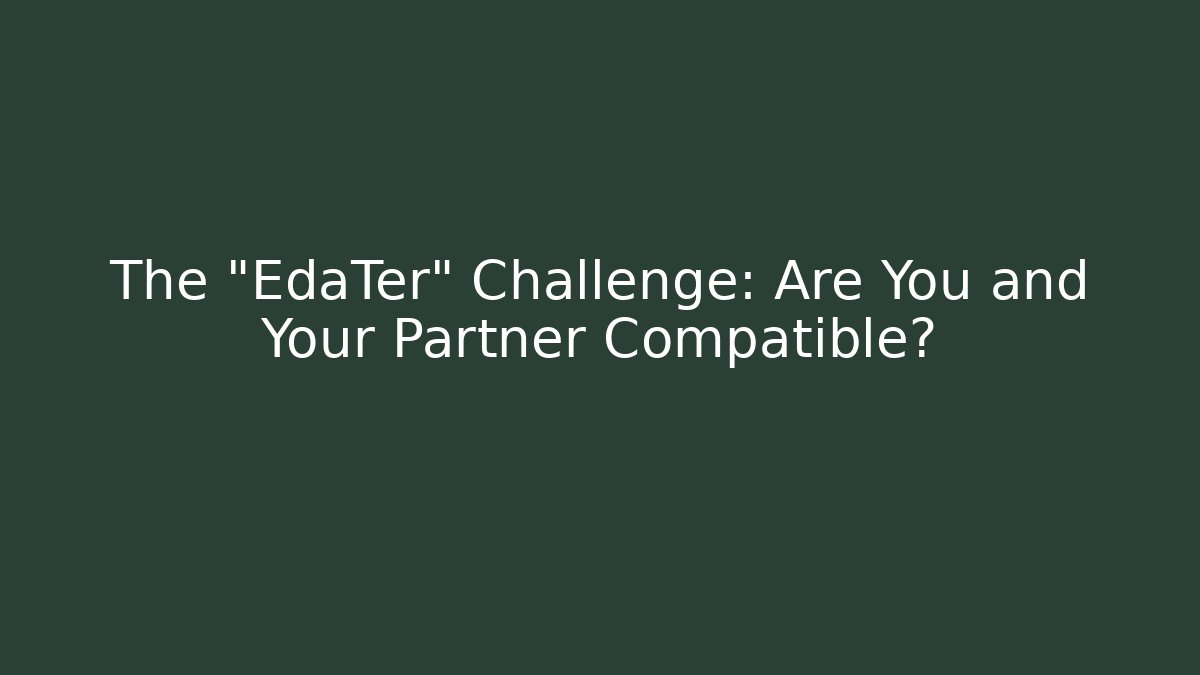 The "EdaTer" Challenge: Are You and Your Partner Compatible?