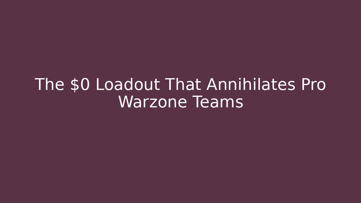 The $0 Loadout That Annihilates Pro Warzone Teams