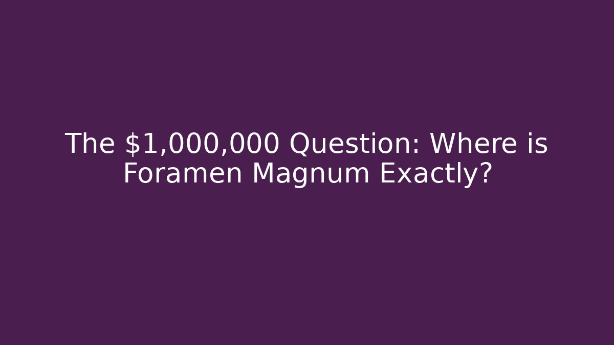 The $1,000,000 Question: Where is Foramen Magnum Exactly?