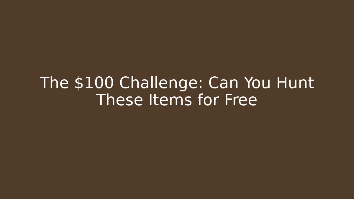The $100 Challenge: Can You Hunt These Items for Free