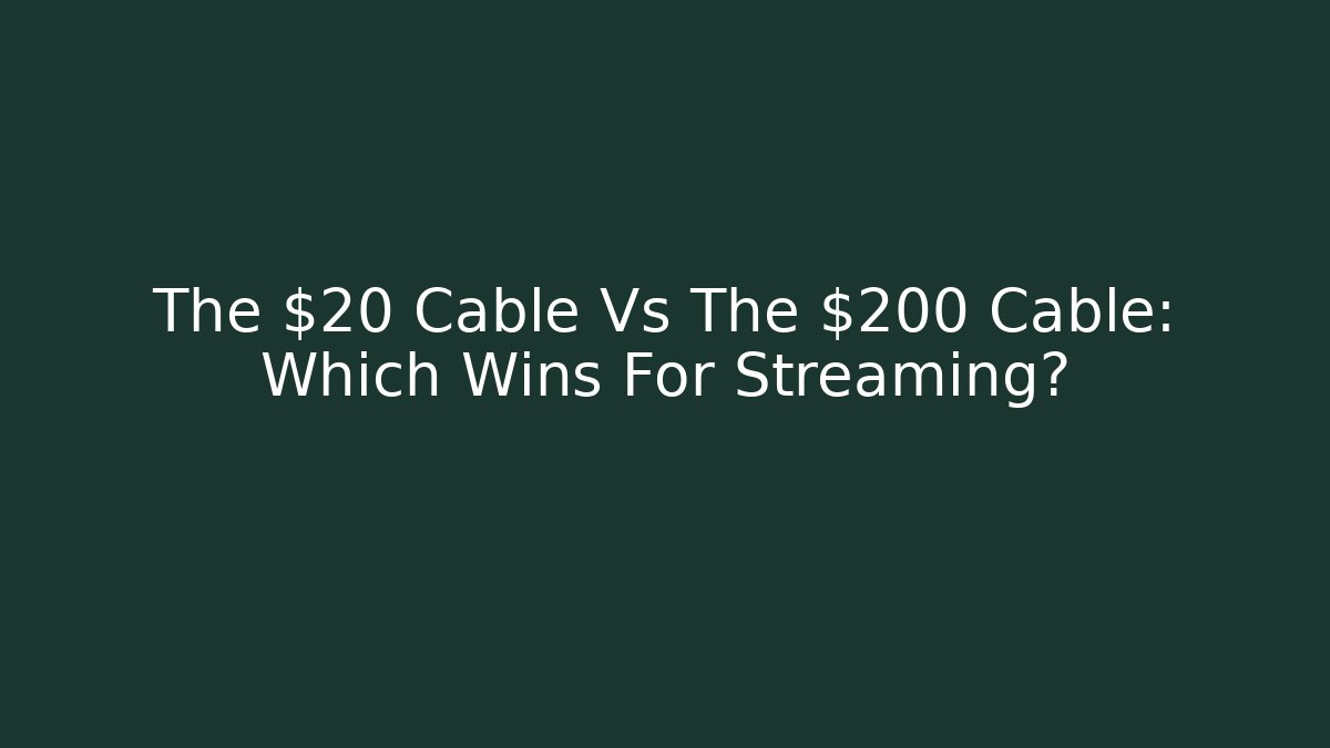 The $20 Cable Vs The $200 Cable: Which Wins For Streaming? - Felix Cat Insurance