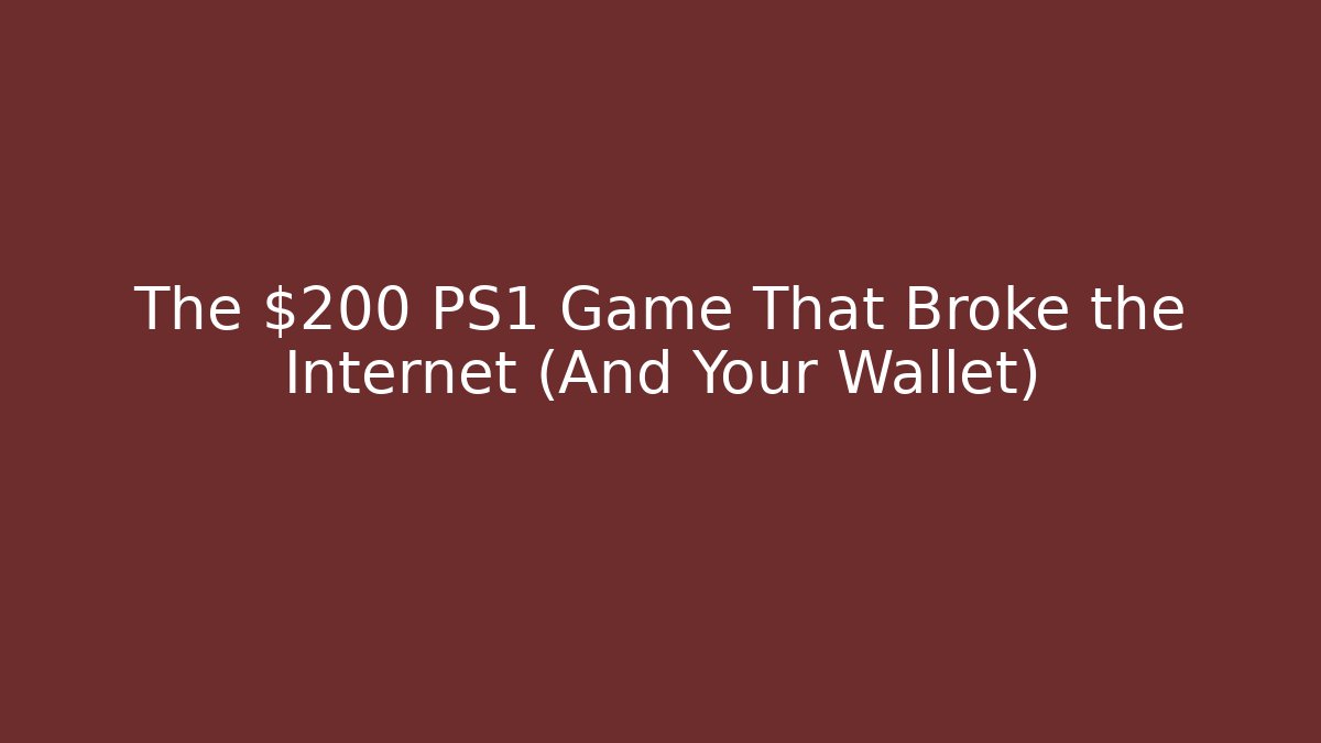 The $200 PS1 Game That Broke the Internet (And Your Wallet)