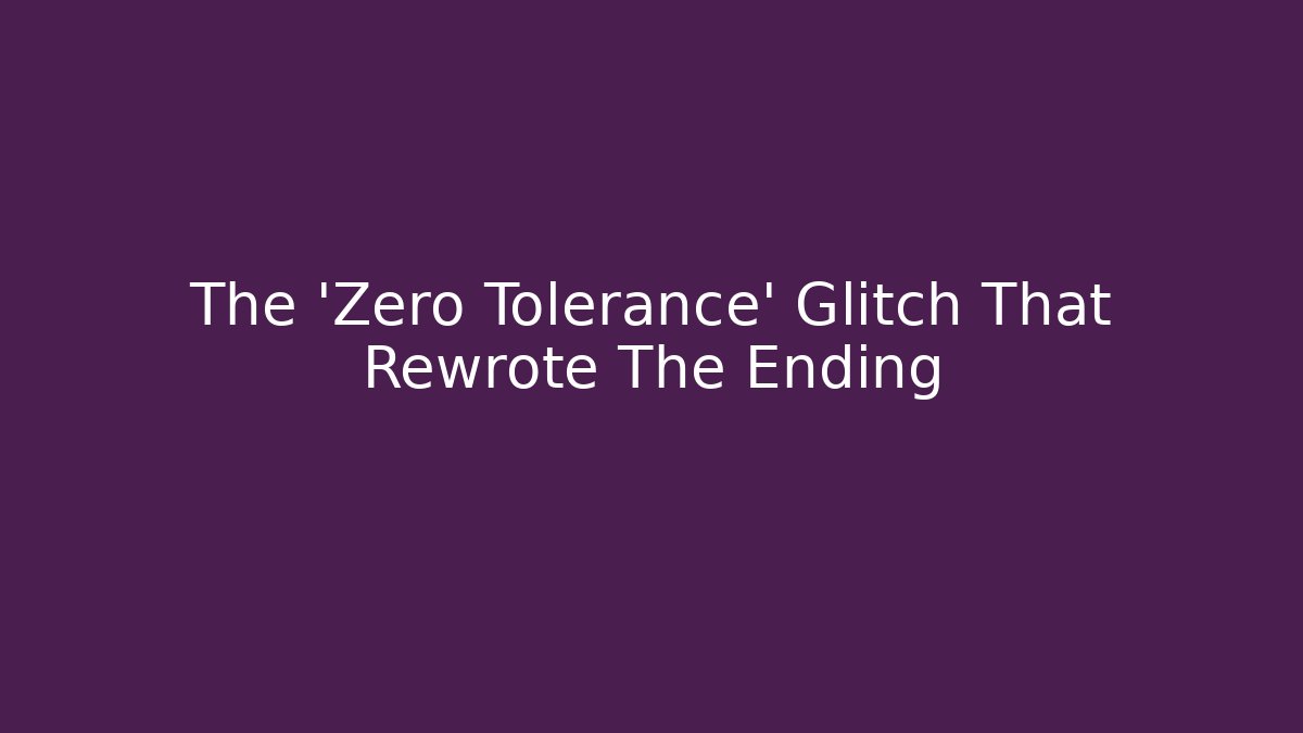 The 'Zero Tolerance' Glitch That Rewrote The Ending