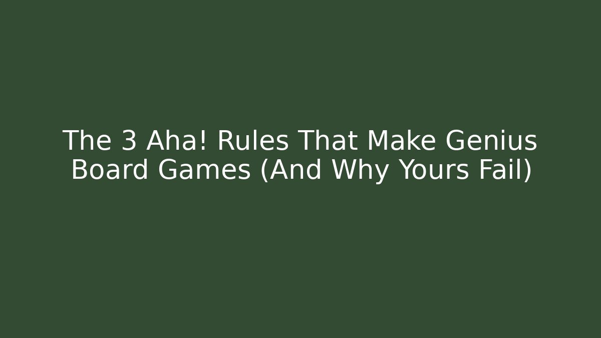 The 3 Aha! Rules That Make Genius Board Games (And Why Yours Fail) - Felix Cat Insurance