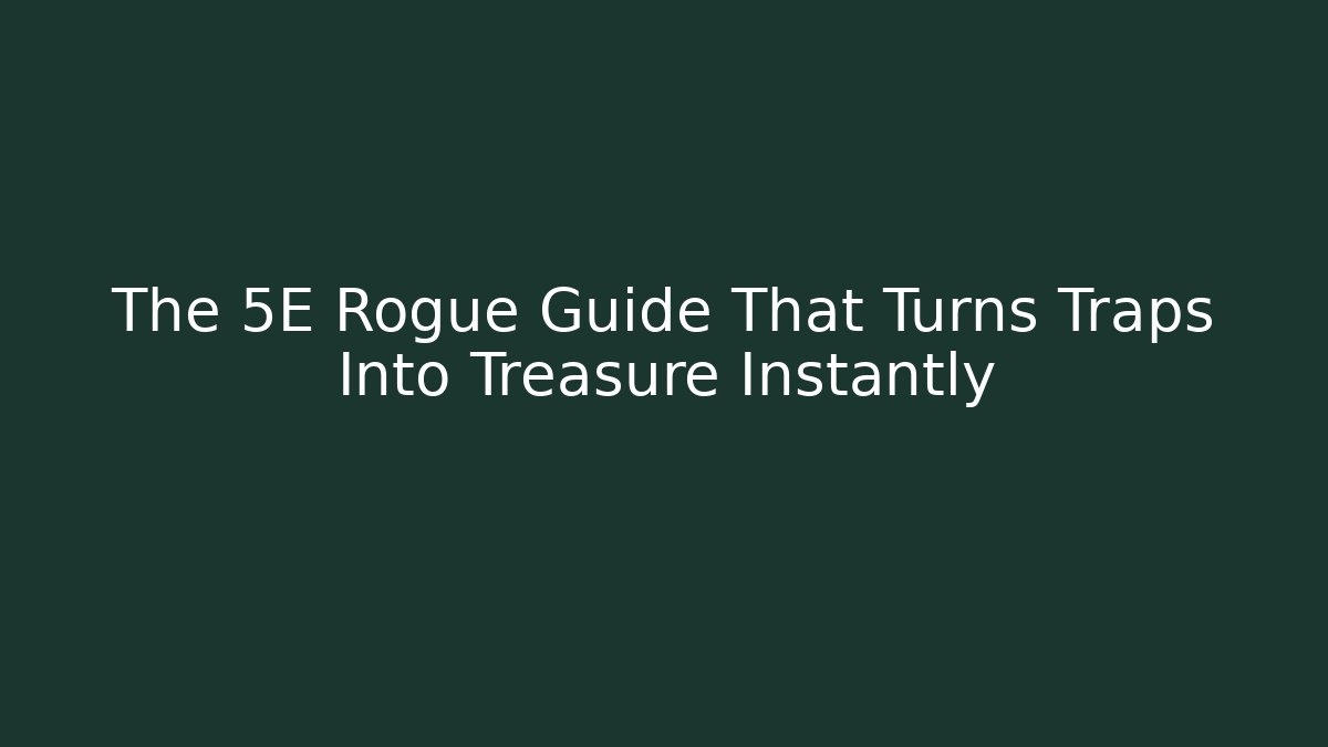 The 5E Rogue Guide That Turns Traps Into Treasure Instantly