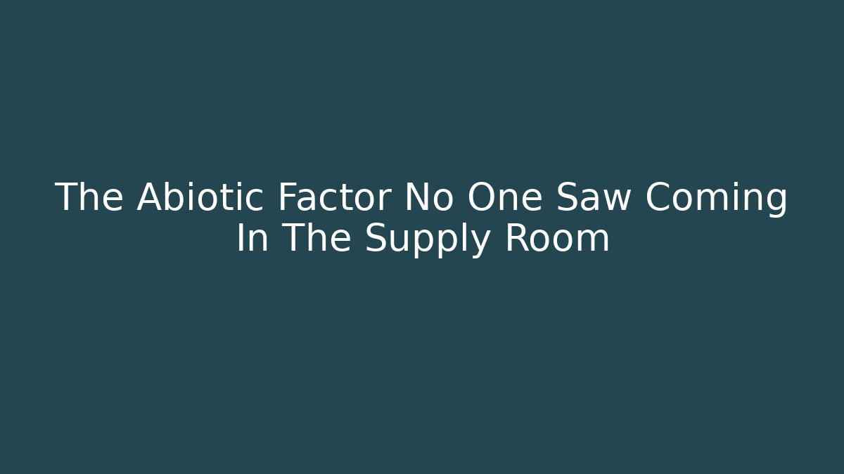 The Abiotic Factor No One Saw Coming In The Supply Room - Felix Cat Insurance