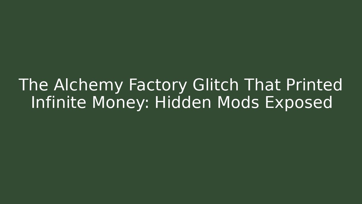 The Alchemy Factory Glitch That Printed Infinite Money: Hidden Mods Exposed